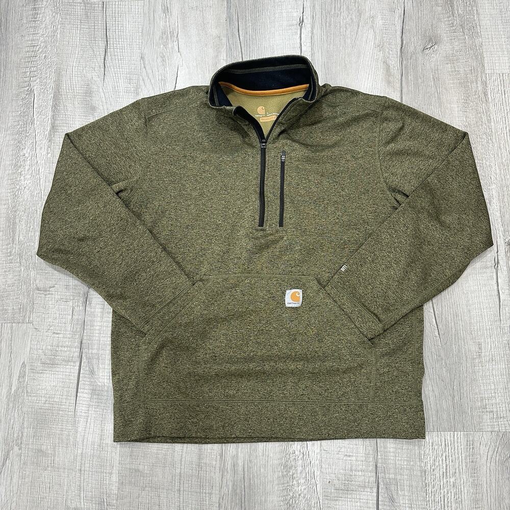 Carhartt Force Extremes 1/2 Zip Sweatshirt Mens Large Green Pullover Relaxed Fit